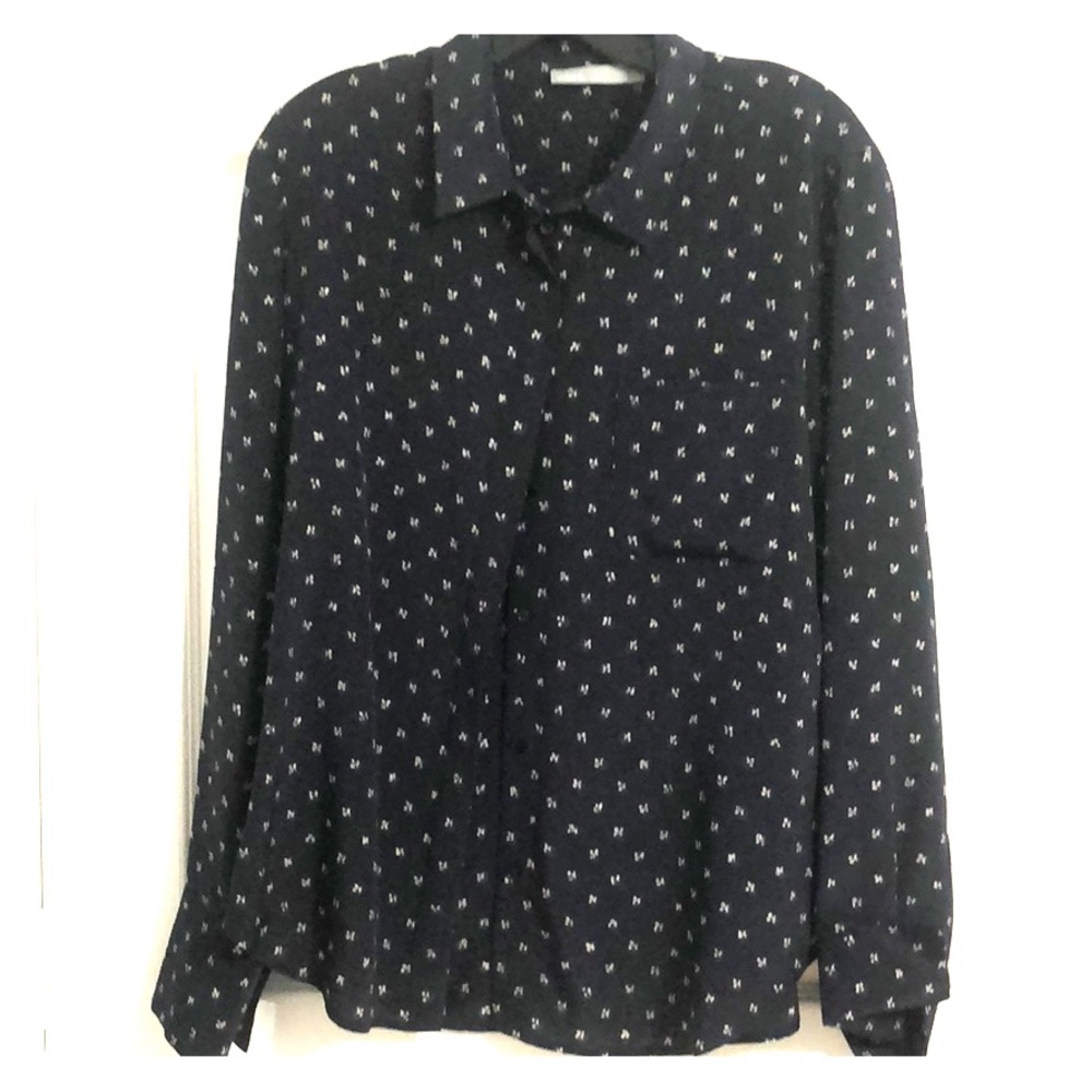 Vince navy button down blouse